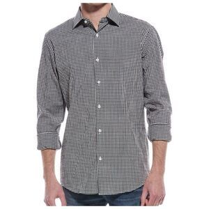 NWOT Ben Sherman Tailored Slim Fit Stretch Black Plaid Button Up Dress Shirt Men